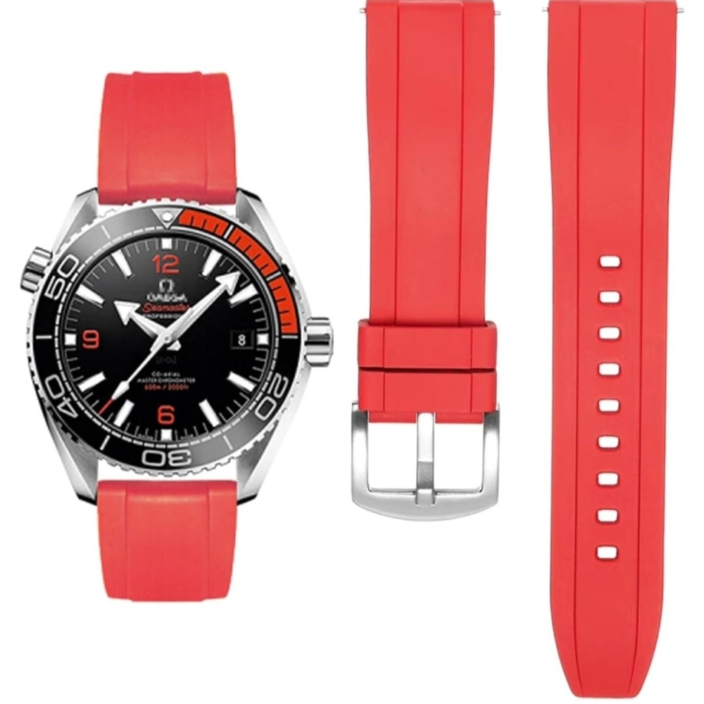 New 22mm Red FKM Fluororubber Rubber Watch Band